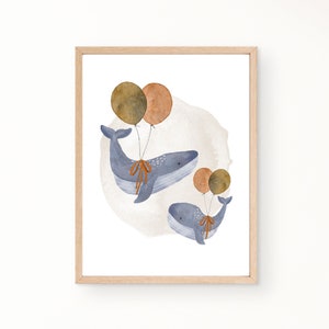 Watercolor Whales, Printable Wall Art, Whale Poster, Whale Nursery Decor, Kids Room Decor, Gender Neutral Room Decor, DIGITAL DOWNLOAD