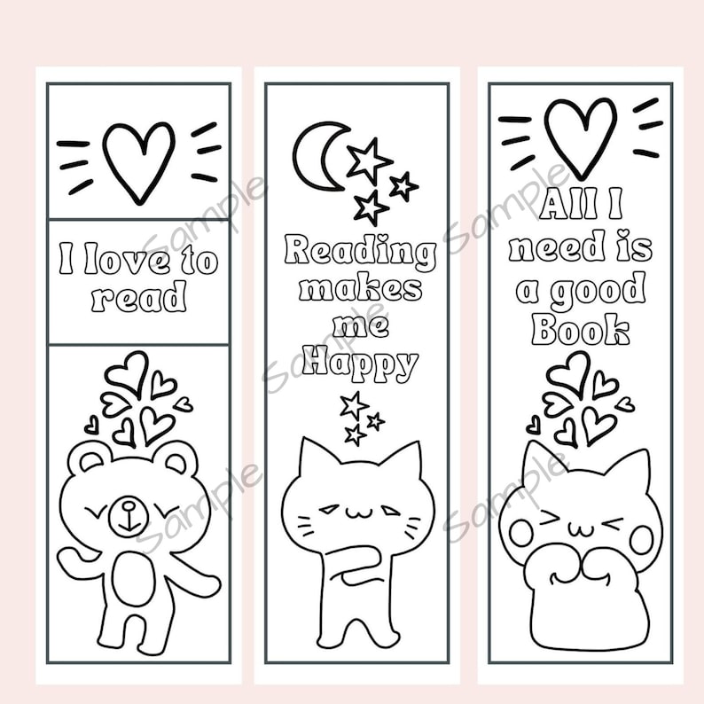 Printable Coloring Bookmarks for Kids Cute Animal Bookmarks to Color