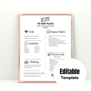 Airbnb Welcome Sign, Airbnb Welcome Sign Template, Rental Property Welcome Sign for guests, Guest Welcome Sign
