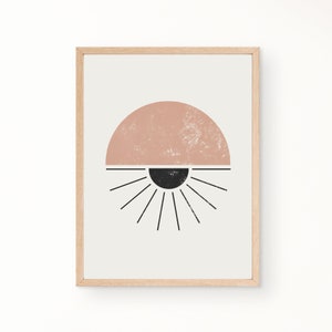 Decoración de pared moderna retro de mediados de siglo, impresión de arte de pared moderno de mediados de siglo - arte de pared de los años 70 - cartel boho abstracto - arte de pared de color neutro