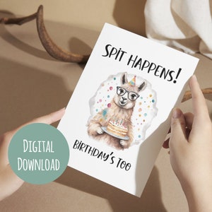 Printable Cute and Funny Alpaca Inspired Printable Birthday Card, Llama Birthday Card, Digital Birthday Card, Llama themed Birthday Card