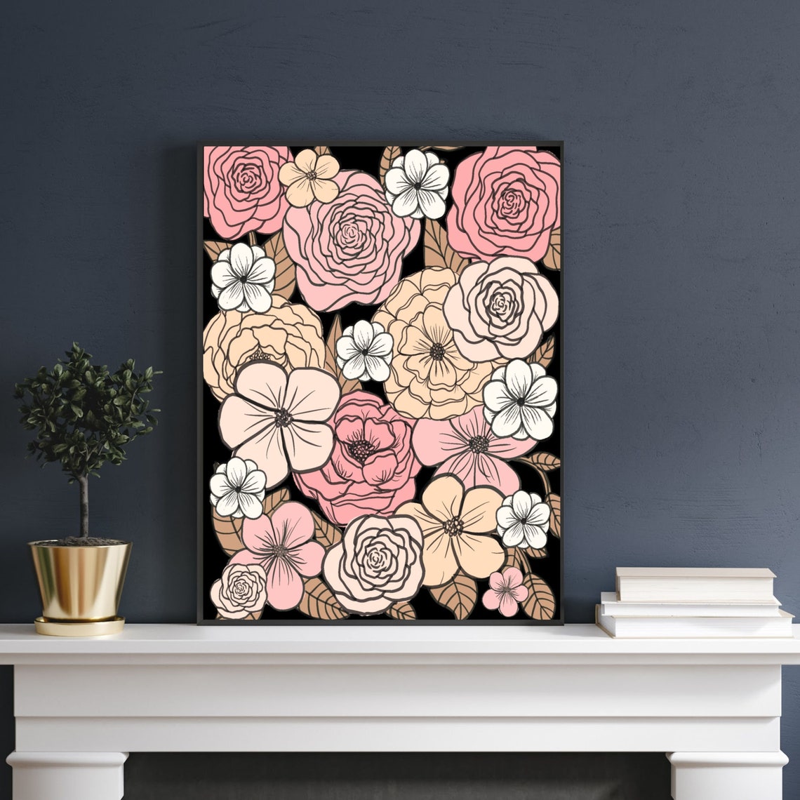 Modern Floral Wall Art Contemporary Wall Art Digital Wall Etsy
