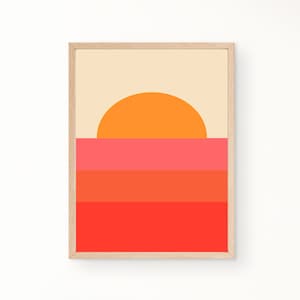 Impresión de puesta de sol moderna de mediados de siglo - Arte de pared de los años 70 - Impresión de los años 70 - Cartel abstracto de la puesta de sol - Arte de pared de mediados de siglo - Arte de pared retro - Arte de la década de 1970