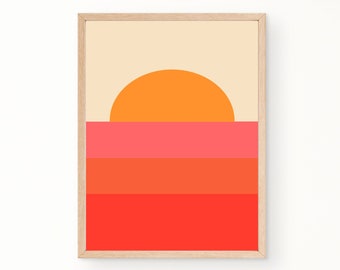 Mid Century Modern Sunset Print - 70s Wall Art - 70s Print - Abstract Sunset Poster - Mid Century Wall Art - Retro Wall Art - 1970s Art