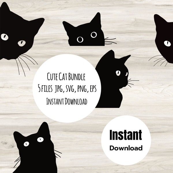 Black cat peeking clipart for Cricut cutting machines, Peeking cat clipart, Peeping cat SVG, Cat clipart Cut Cutting files