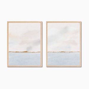 Arte de acuarela costera, impresión de acuarela, arte de pared imprimible, pintura de paisaje, decoración costera, conjunto de impresión costera, arte de acuarela del lago