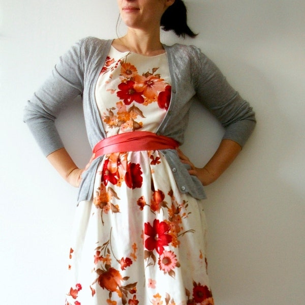Vintage inspired tea dress - red magnolia dress bridesmaid dress - last one