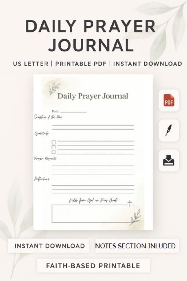 Daily Prayer Journal Printable | Scripture & Gratitude (PDF) - Etsy