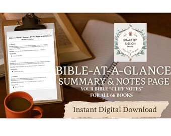 Bible Summary & Notes | Printable Study Tool, All 66 Books (Editable PDF)