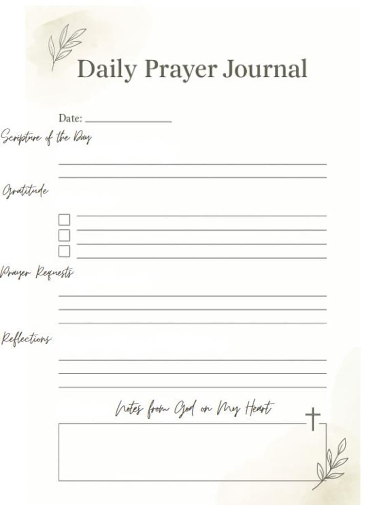 Daily Prayer Journal Printable | Scripture & Gratitude (PDF) - Etsy