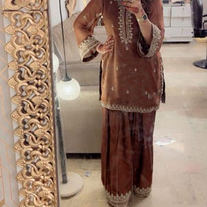 Pakistani Dress, Farshi Shalwar Suit, 3 Piece Chiffon Dress, Embroidered Formal Wear, Traditional Desi Outfit