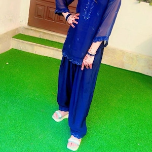 Bestickter Chiffon pakistanischer Anzug: 3-teiliger Shalwar Kameez Wedding Wear