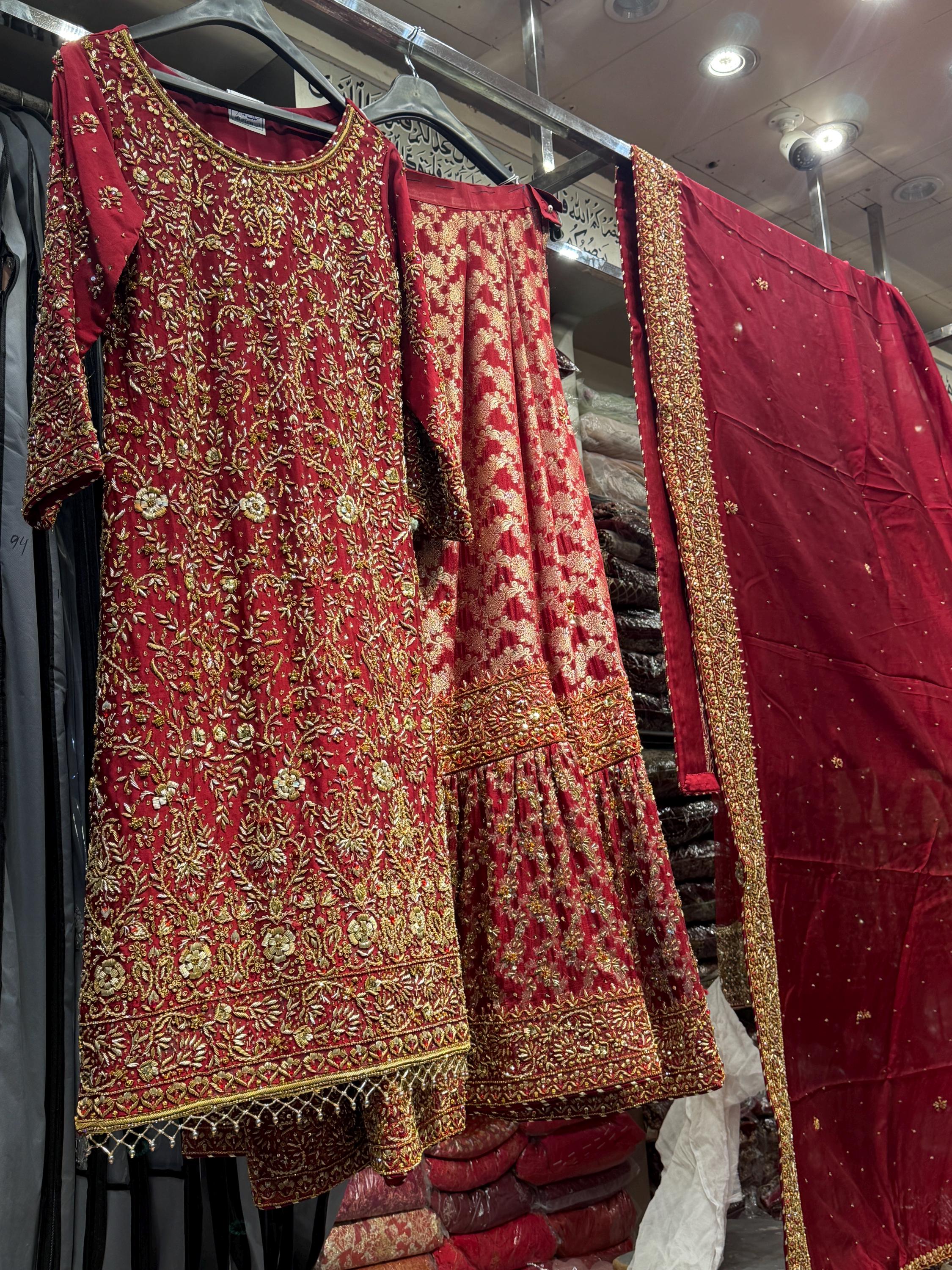 sachin and babi light blue dress Red Dress Pakistani