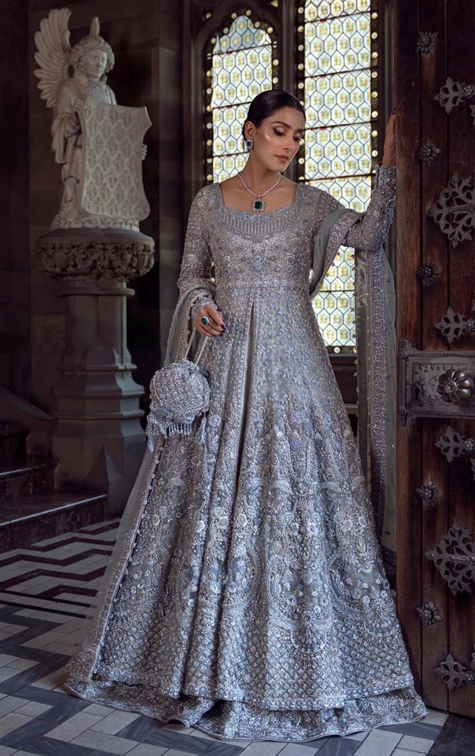 elegant wedding dresses pakistani Embroidered Lace Mini Dress White / S main image 1