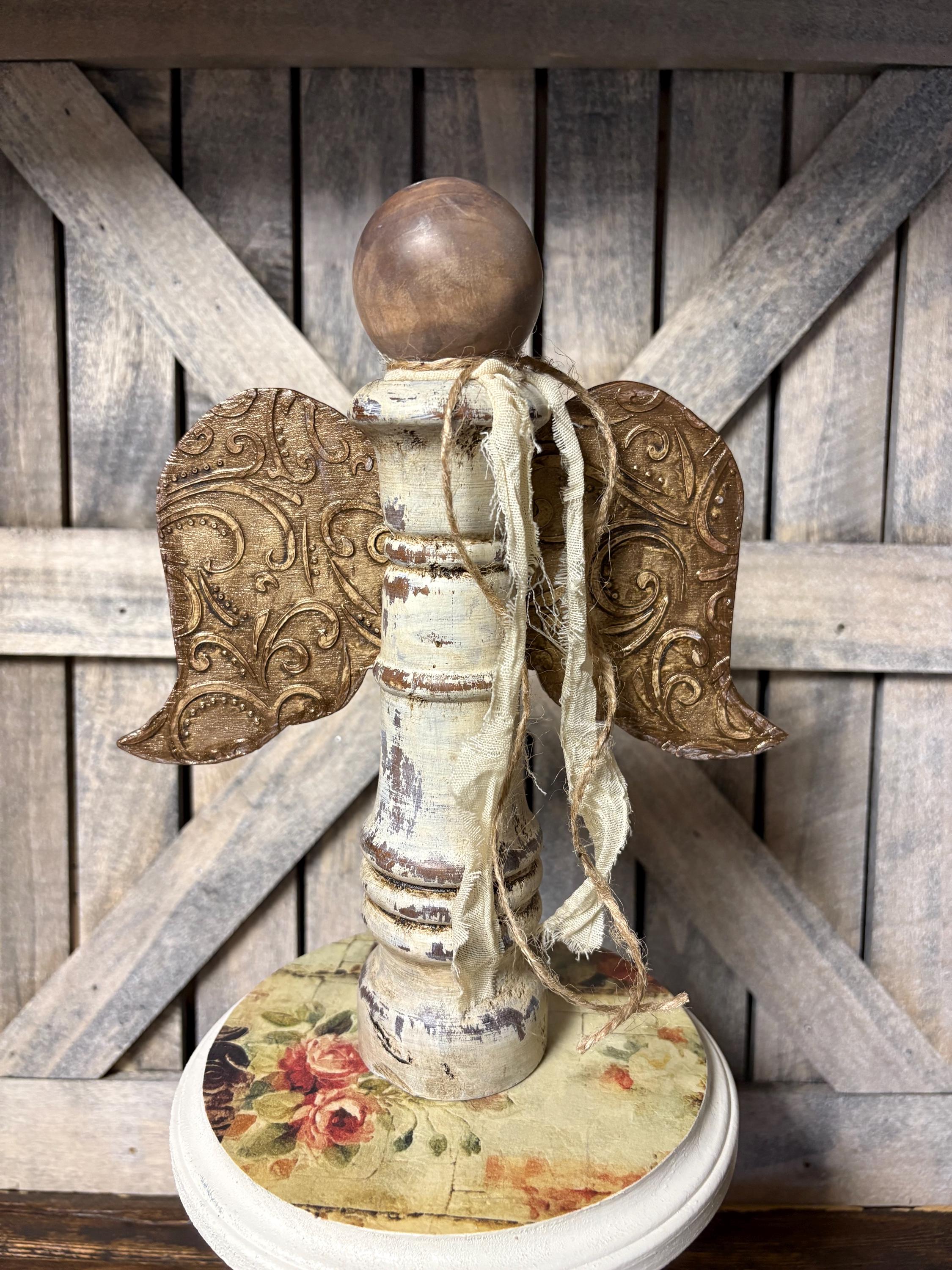 Distressed Shabby Chic Rustic Spindle Angel