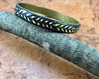 Braided Polymer Clay Brass Bangle Bracelet