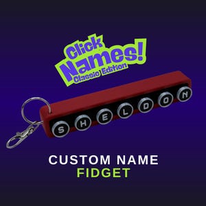 Personalized Name: Classic Edition, Fidget Keychain, 3D Printed Keycap Clicker, Blue Mechanical Keyboard Switch Toy, Custom ClickNames Gift