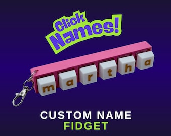 Personalized Name Fidget Keychain, Custom 3D Printed Keycap Clicker, Mechanical Keyboard Toy, Stress Relief Gift