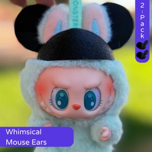 Whimsical Mouse Ears (x2) – Fits Labubu Figures – 3D Printed Accessory