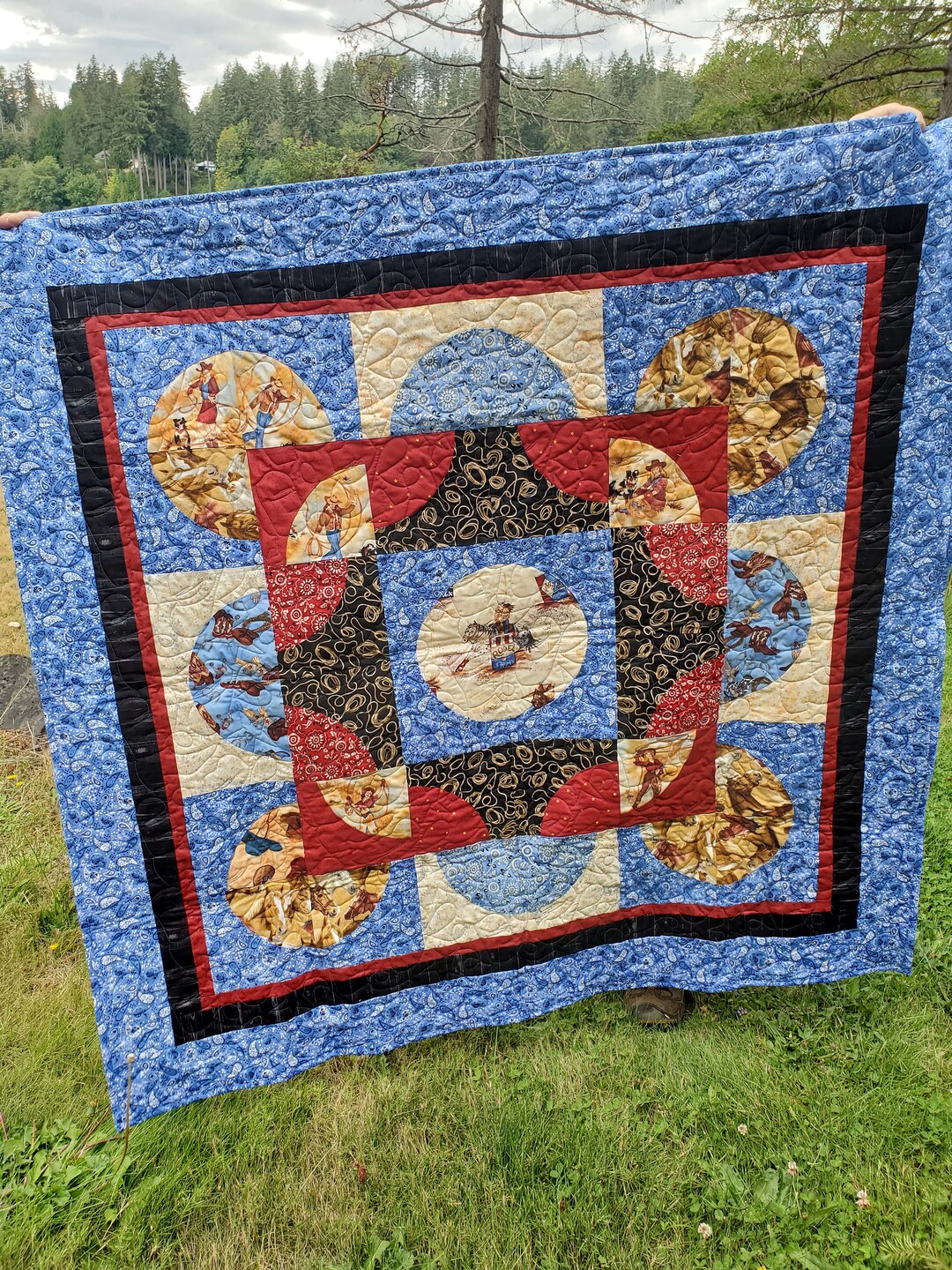 Cowgirl Quilt, Western Barrel Racing Throw (54
