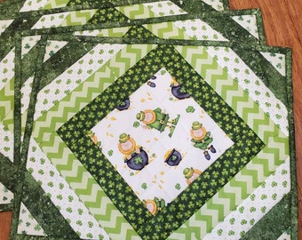 St. Patricks Day Placemats - set of 4, March Decor,  Homemade, Luck O the Irish