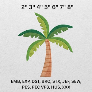 Palm Tree Embroidery Design Digital Download - Tropical Machine Embroidery File in 10 Formats - Beach Summer Design