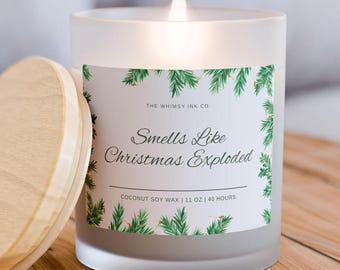 おもしろクリスマスキャンドル：フレイザーモミの香り付き、すりガラスのホリデーデコレーション