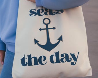 Seas the Day Tragetasche aus Segeltuch: Anker