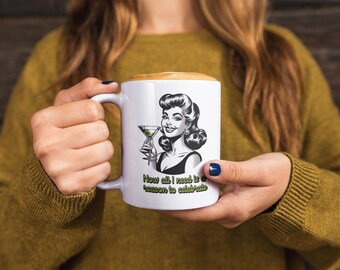 Martini Cheers Keramikbecher, lustiger Humor Trinkgefäß, Feier Geschenk, Happy Hour Tasse für Frauen, sarkastische Cocktail-Liebhaber Teetasse, Geburtstag