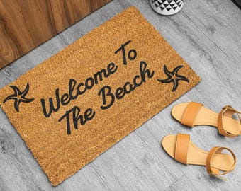 Coastal Doormat, Summer Beach House Gift, Nautical Front Door Rug, Ocean Lover Welcome Mat