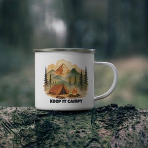 Keep It Campy Enamel Camping Mug: Unbreakable Outdoor Adventure Mug