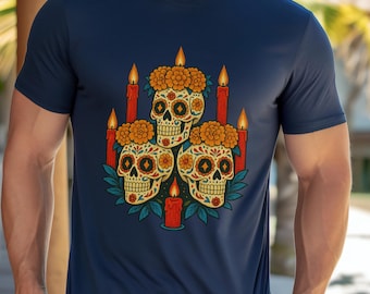 Sugar Skull Unisex Tee, Day of the Dead Shirt, Halloween Crewneck