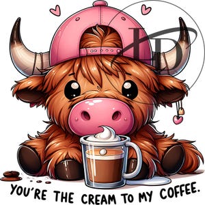 Grumpy Highland Cow Png, Cranky Coffee Lover Png, Fluffy Cow Grumpy Humor Graphic Sublimation Design, Cow Lover Png, Cow Coffee Design,