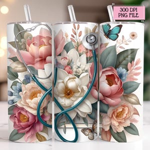 Nurse Tumbler Wrap: 20oz Skinny Tumbler Sublimation Design (PNG Digital Download)