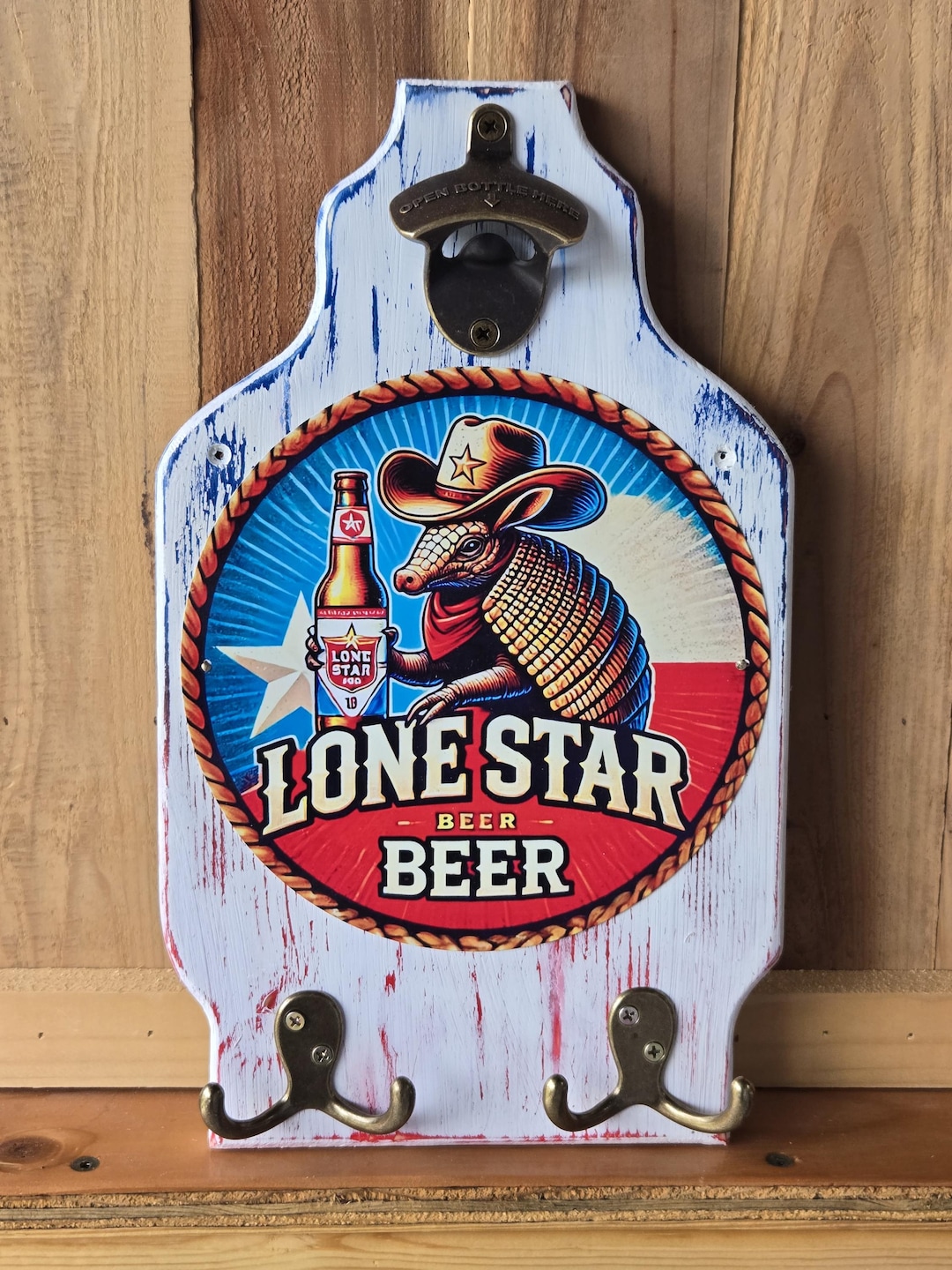 Vintage Look Lone Star Beer Wall Mount Plaque, Solid Wood W/ Bottle ...
