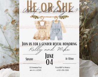 Rustic Gender Reveal Invitation