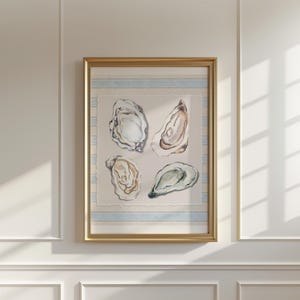 Oyster Print, Oyster Painting, Oyster Art, Shell Print, Oyster Wall Art, East Coast Print, Beachy Prints, Oyster Plate