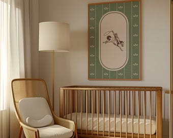 Vintage Cowboy Nursery Print, Western Rodeo Art