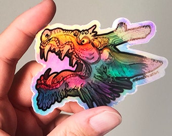 Holographic Dragon Sticker - Diecut Vinyl Rainbow Sticker