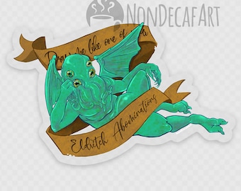 Cthulu Sticker -  Draw me like one of your Erdrich Abominations (transparent art) with clear backing - Diecut Vinyl Stickers