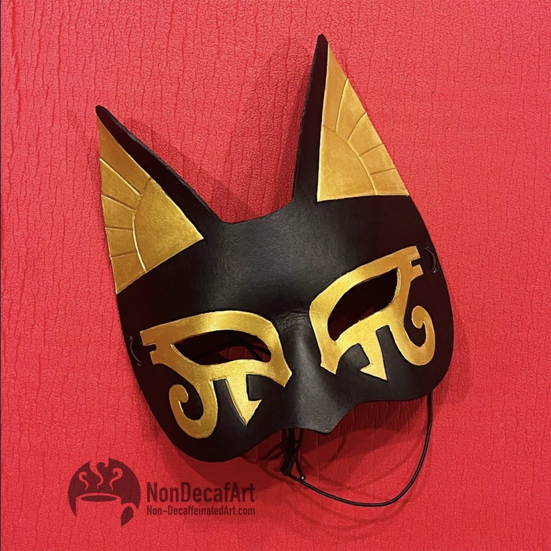 Cat Goddess Bast Egyptian Costume Mask Handmade Art Home Decor Halloween Cosplay Accessory image 3