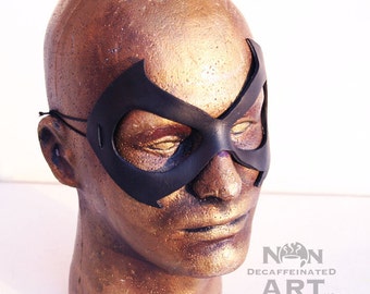 BlackCat Mask - handmade leather costume mask - spiderman batman superhero Felicia Hardy Comic book character