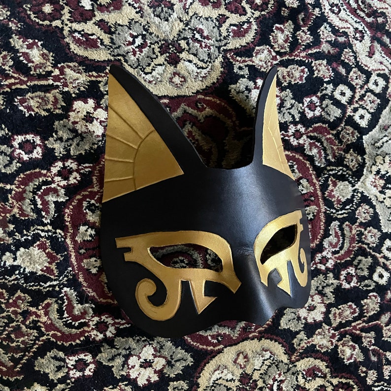 Cat Goddess Bast Egyptian Costume Mask Handmade Art Home Decor Halloween Cosplay Accessory image 8