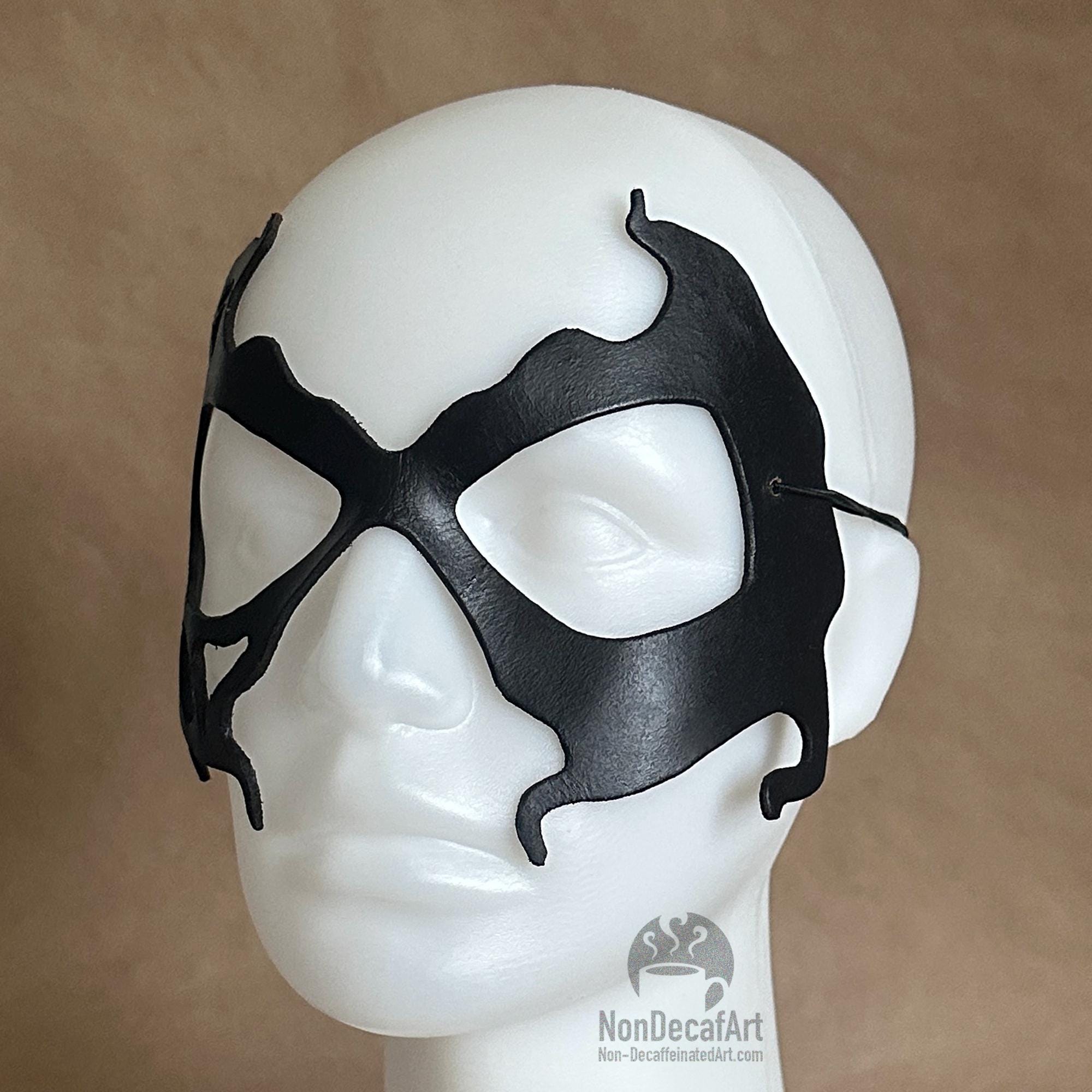 Handmade One of a Kind Asymmetrical Leather cutouts costume mask Venomized BlackCat  -  superhero Comic book character