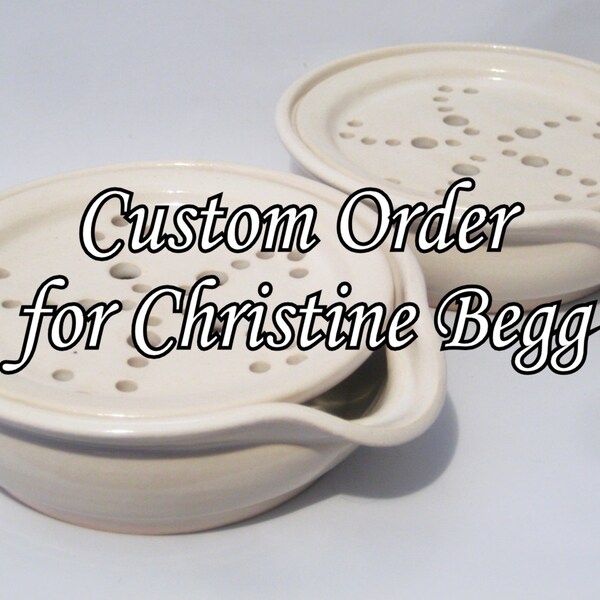 Custom Order for Christine - Two Soap Dishes with Drain Trays - One Piece Soap Saver for Kitchen or Bath - Handmade Pottery - Winter White