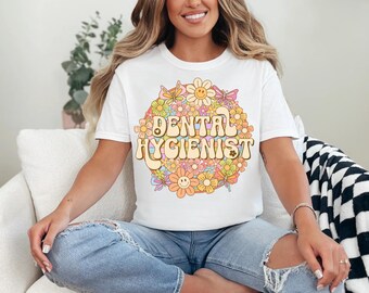 Retro Dental Hygienist Shirt, Cute Tooth, Floss, Comfort Colors, Dental Hygienist Gift, Gift for Her, Dental Hygienist Week