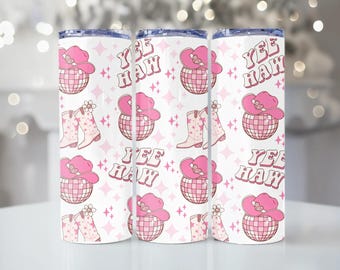 Pink Cowgirl Tumbler, Stainless Steel Cup, Bachelorette Party, Gift for Bride, Gift for Her, Bridal Party Gift, Pink Cowgirl Boots