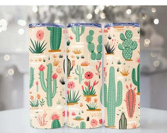 Desert Chic Tumbler, 20 oz, Stainless Steel, Western Cup, Cactus Lover, Cowgirl Vibes, Gift for Her, Western Vibes, Hiking Tumbler