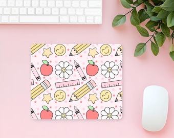Teacher Mouse Pad, Cute Teacher gift, Classroom, Teacher Vibes, School & Flowers, Teacher Gift, Teacher Office Decor, Teacher Assistant Gift