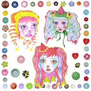 Clown girl stickers!